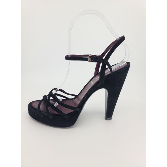 Prada Vintage Black Suede Mary Jane Strappy Ankle Sandals Size 38 - Picture 2 of 6
